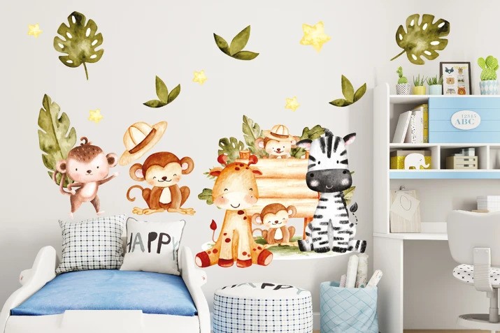 Nálepka na stenu pre deti dobrodružstvo na safari