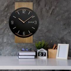 Wanduhr aus Eiche GEOMETRIC - schwarz