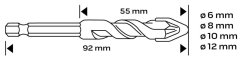 Satz Universalbohrer HEX - 4 Stück (6, 8, 10, 12 mm)