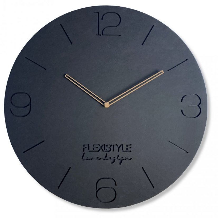 Elegantní kulaté hodiny na zeď 50 cm antracitové