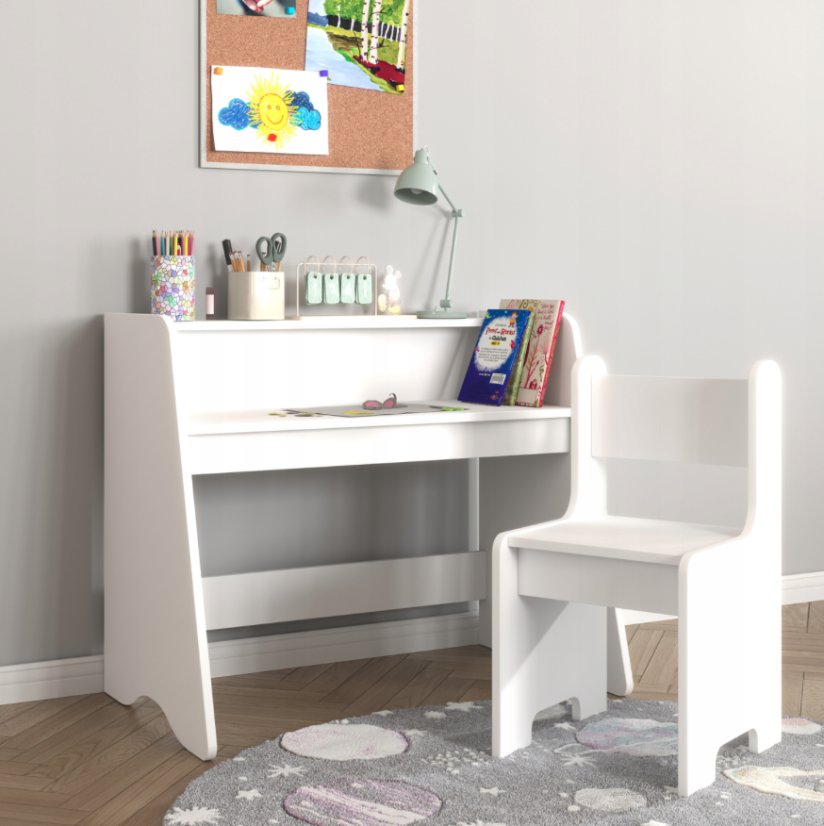Dětská sada židlí a psacího stolu NIKO Montessori – bílá