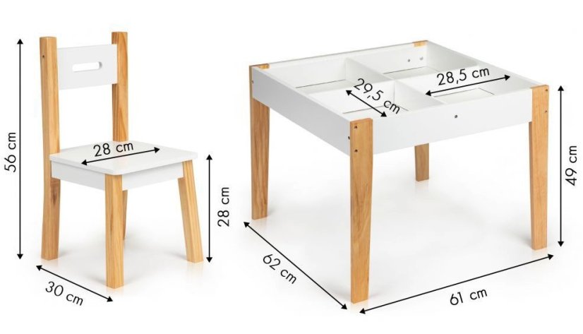 Víceúčelový dětský stolek se židlemi