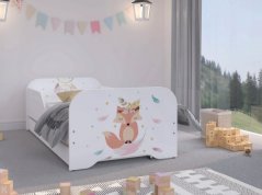 Bílá dětská postel s motivem lišky a úložným prostorem 160 x 80 cm