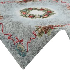 Față de masă argintie cu model festiv