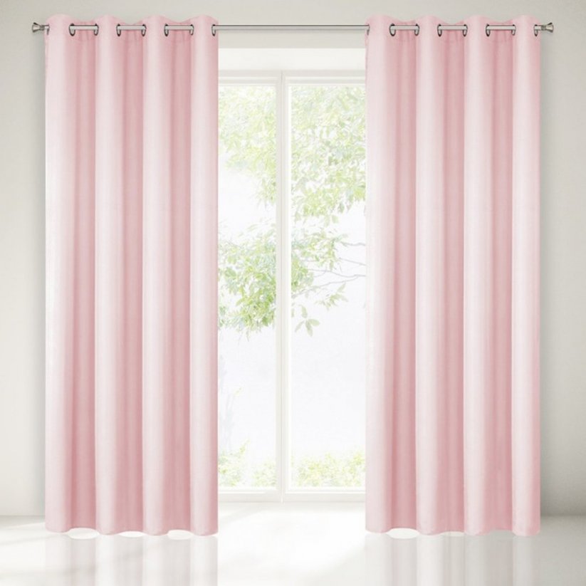 Enobarvne svetlo roza dekorativne zavese 140 x 250 cm