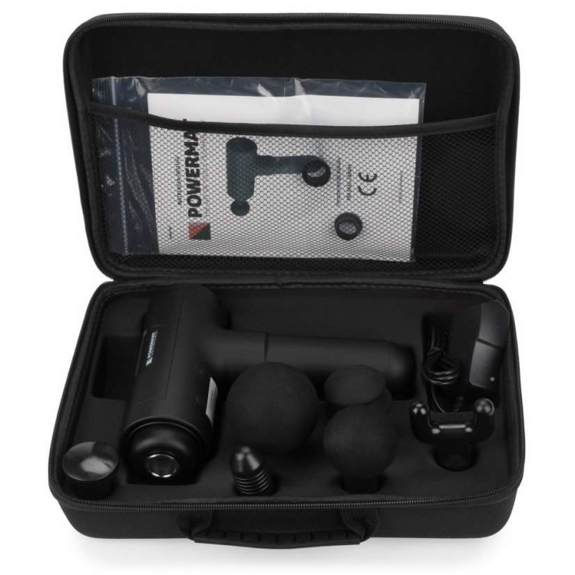 Masážní pistole (1800mAh) + 6 hlav PM-MAS-1800BM