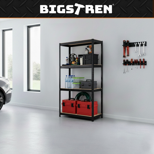 Raft negru cu 4 rafturi 150 x 75 x 30 cm
