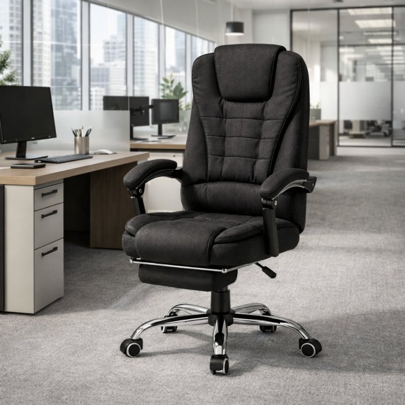 Kancelářská židle BOSS s podnožkou - černá látka