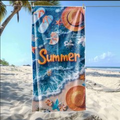 Telo mare con accessori da spiaggia - asciugamano blu ad asciugatura rapida