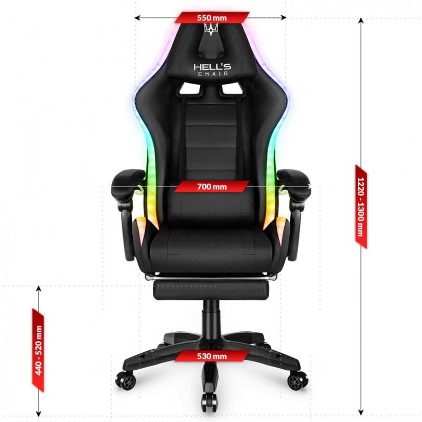 Геймърски стол HC-1039 LED RGB Black