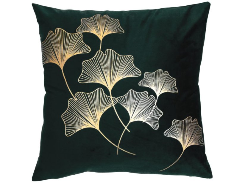 Față de pernă verde cu imprimeu gingko 45 x 45 cm