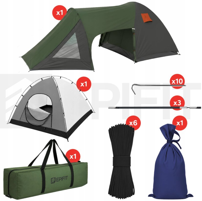 EPIFIT HORIZON 4.0, družinski kamping šotor za 4 osebe – 440 x 250 x 150 cm