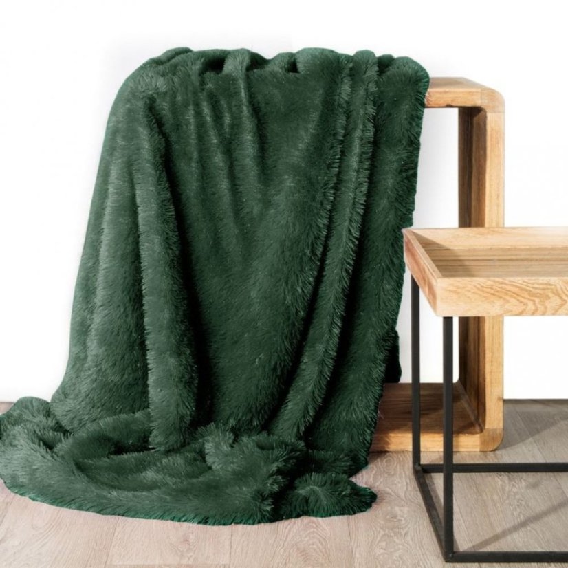 Pătură păroasă de o culoare de culoare verde