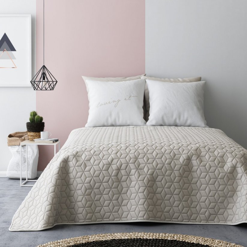 Luxusné obojstranné prehozy na posteľ béžovo krémovej farby 