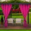 Draperie de grădină roz, finisată de lux, pentru foișor 155x240 cm