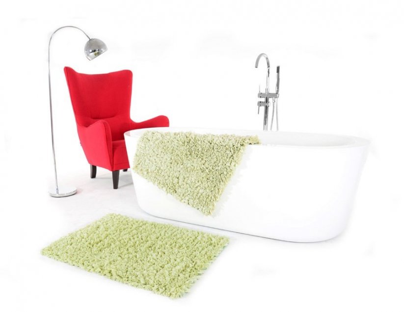 Světle zelený koberec do koupelny 60 x 90 cm