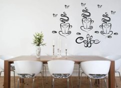 Adesivo da parete per tazze da caffè della cucina a forma di cuori