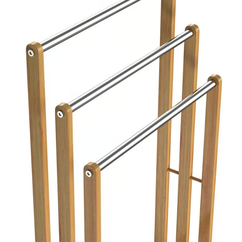 Bambusz törölközőtartó 3 rozsdamentes acélrúddal ellátva