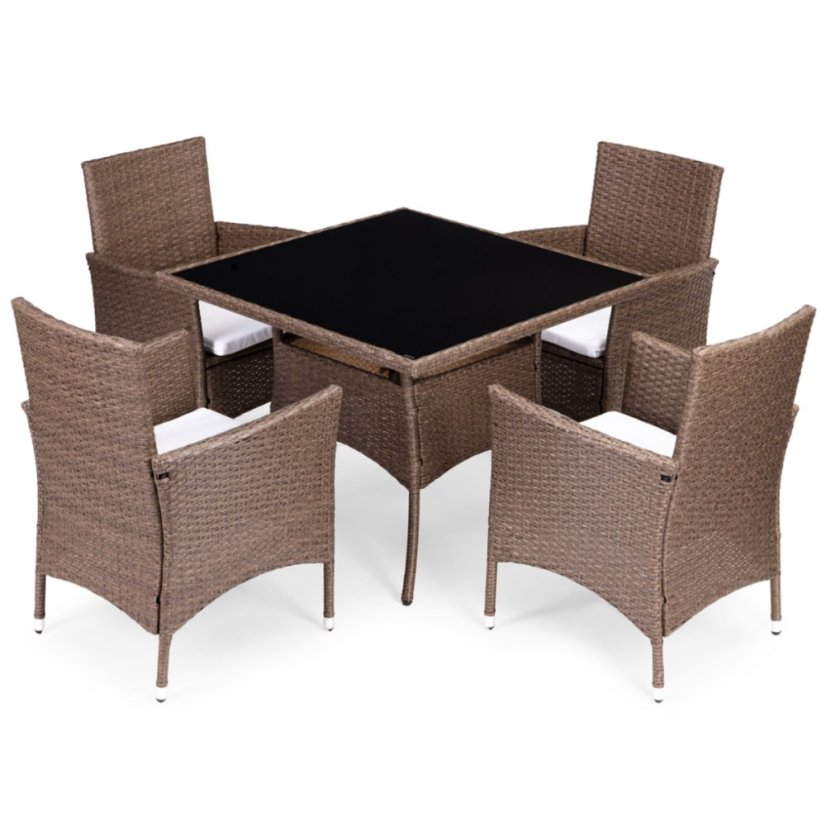 Záhradný set nábytku MULTIGARDEN – 4 kreslá a stôl, svetlohnedý