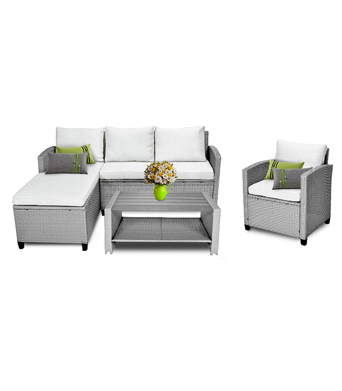 Štýlový ratanový záhradný nábytok v sivej farbe