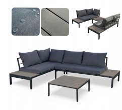 Záhradný rohový set - sivý