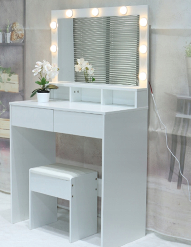 Tavolino cosmetico Hollywood con sgabello - eleganza, stile e praticità in un unico prodotto