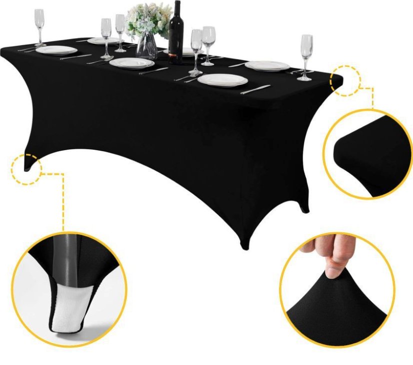 Fekete 180cm-es catering terítő
