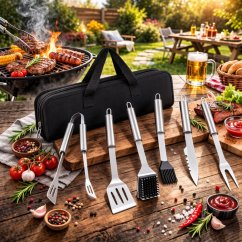 Set de unelte pentru grătar din oțel inoxidabil - 6 buc