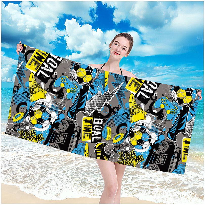 Brisača za plažo z vzorcem igre, 100 x 180 cm