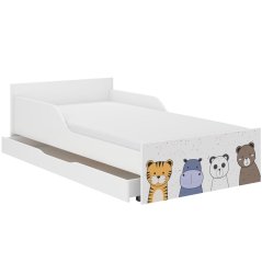 Pat pentru copii cu animăluțe prietenoase 160 x 80 cm