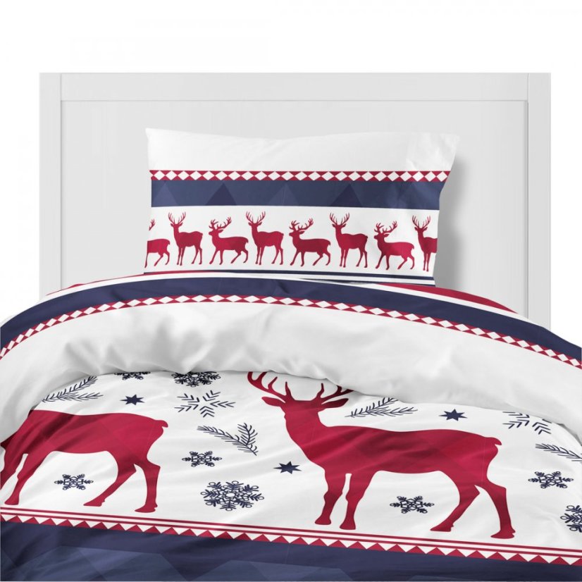 Flanel ágynemű kék karácsonyi motívummal