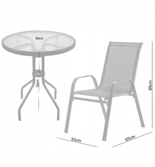 Súprava nábytku na balkón alebo terasu v sivej farbe 