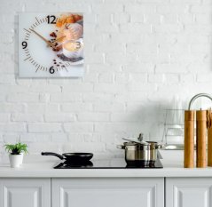 Orologio da cucina con lancette in legno con stampa caffè