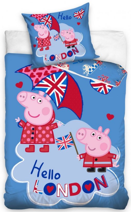 Lenjerie de pat pentru copii cu motiv de basm Peppa porc - Mărimea: 2 părți: 1buc 140 cmx200 + 1buc 70 cmx90