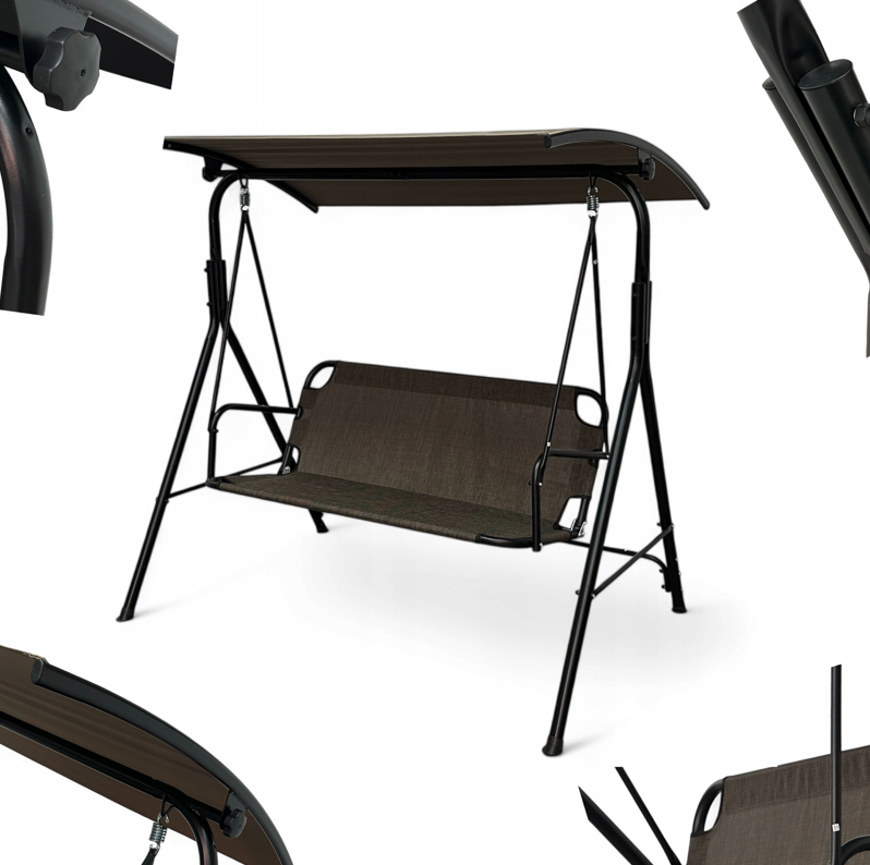 Záhradná hojdačka 4006D pre 3 osoby – zlatohnedá