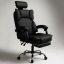 Ergonomikus irodai szék DIRECTO lábtartóval - fekete műbőr