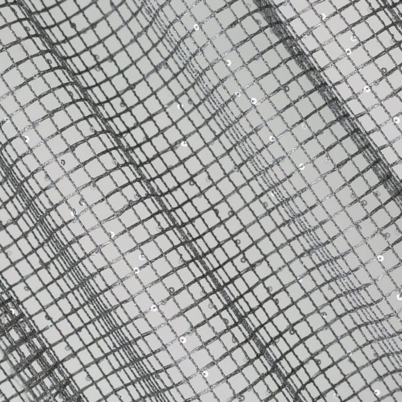 Originalna siva zavjesa sa šljokicama i visi na vrpci 140 x 270 cm