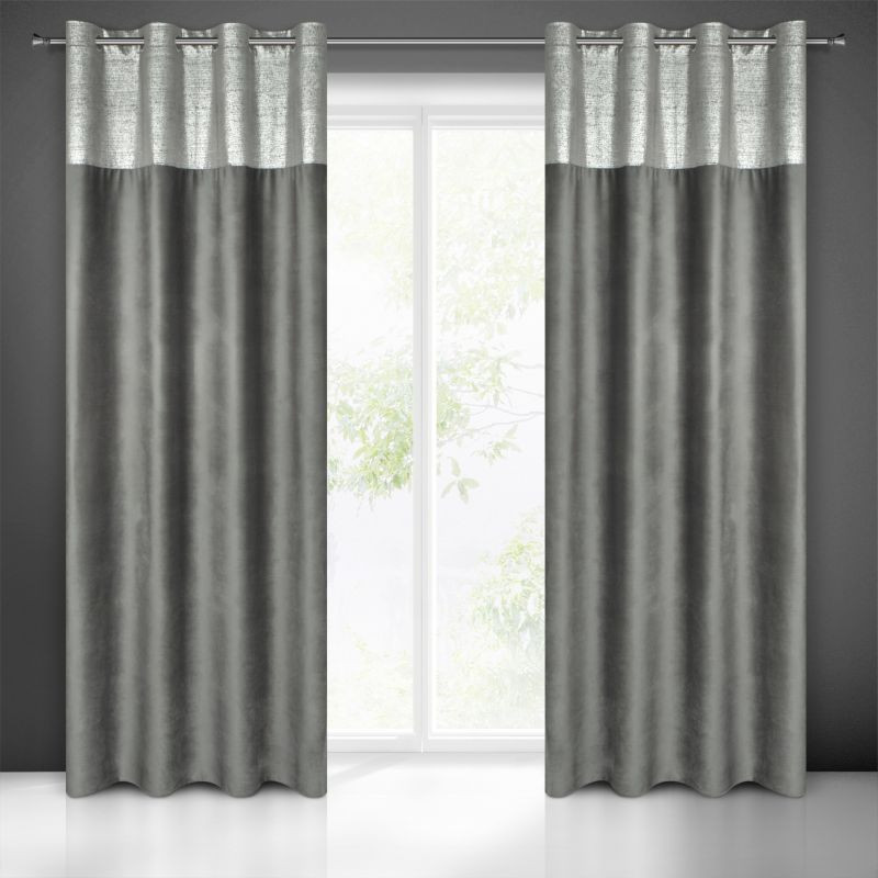 Grauer Verdunkelungsvorhang mit Applikation oben 140x250 cm