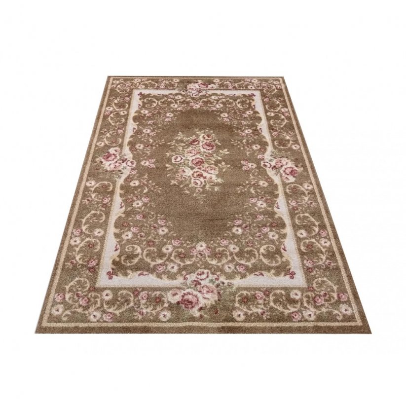 Kvetinový vintage koberec hnedej farby