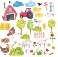 Adesivo decorativo da parete per bambini con disegni fattoria