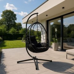 Elegante poltrona sospesa nera in tecnoratan - COCON