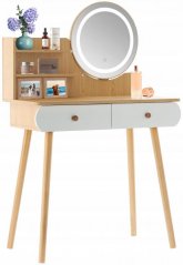 Măsuță de toaletă din lemn cu oglindă LED
