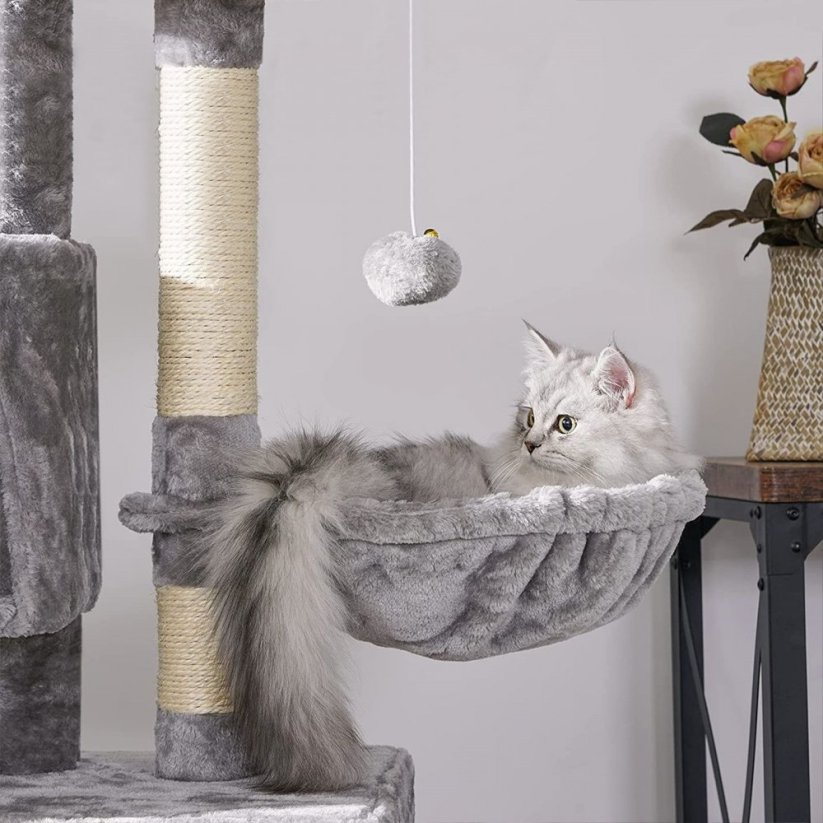 Поставка за драскане за котки - сива 120 см x 80 см x 55 см