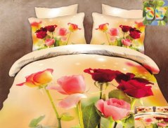 Moderné posteľné obliečky béžovej farby s motívom ruží