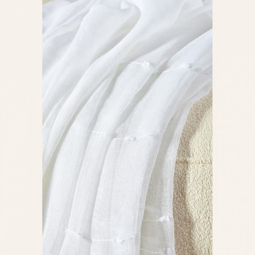 Hochwertige weiße Gardine  Marisa  mit Aufhängeband 140 x 250 cm