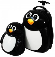 Valigia da viaggio per bambini con pinguino 30 l + zaino