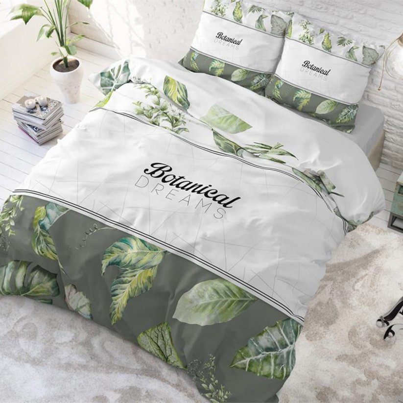 Bela posteljnina iz bombaža z eksotičnim motivom 200 x 220 cm