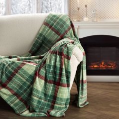 Карирано топло одеяло от микрофибър - зелено
