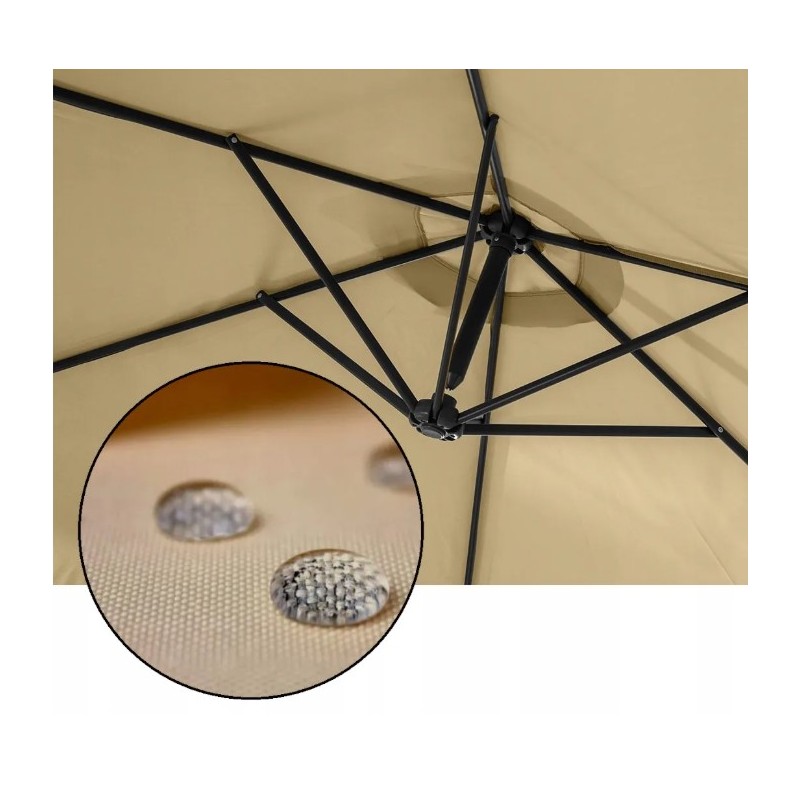 Parasol de grădină 3,5 m cu lumină solară LED - crem, UV50+