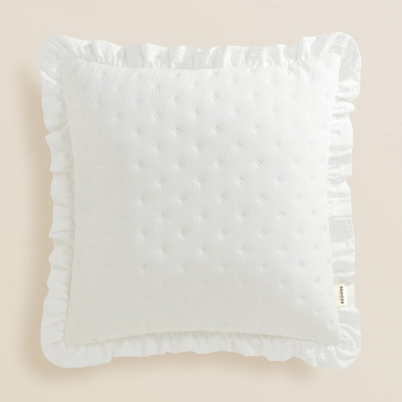 Романтична калъфка за възглавница MOLLY в бяло 45 x 45 cm